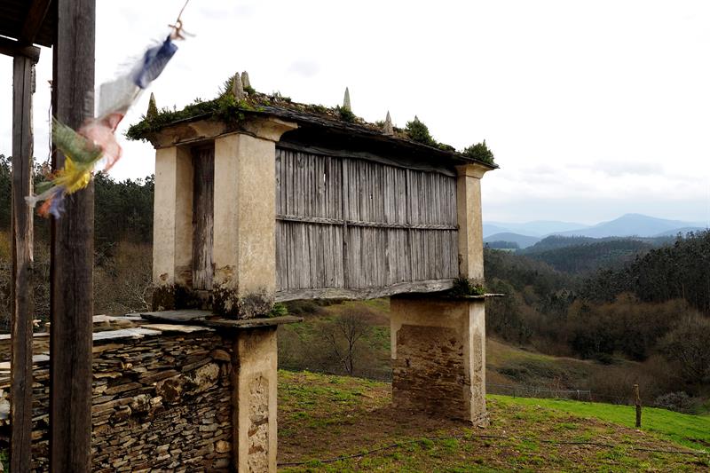 El Hórreo de Carboeiro (Ribadeo) forma parte de un proyecto de rehabilitación de recintos en ruinas situados en el entorno del Camino de Santiago. EFE/Eliseo Trigo