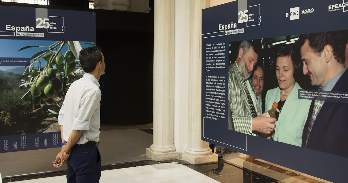 Un visitante en la exposición de Efeagro “España Agroalimentaria. 25 años en fotos” . EFE/Raúl Cobo.