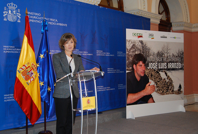 La ministra durante su intervención en el homenaje a Iranzo, ayer en Madrid. Foto: COAG