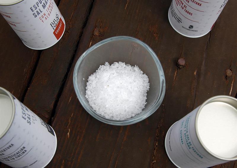Imagen de la única "espuma de sal" que existe en el mundo y que se produce en el parque natural de las salinas de Santa Pola. Foto: EFE/MORELL