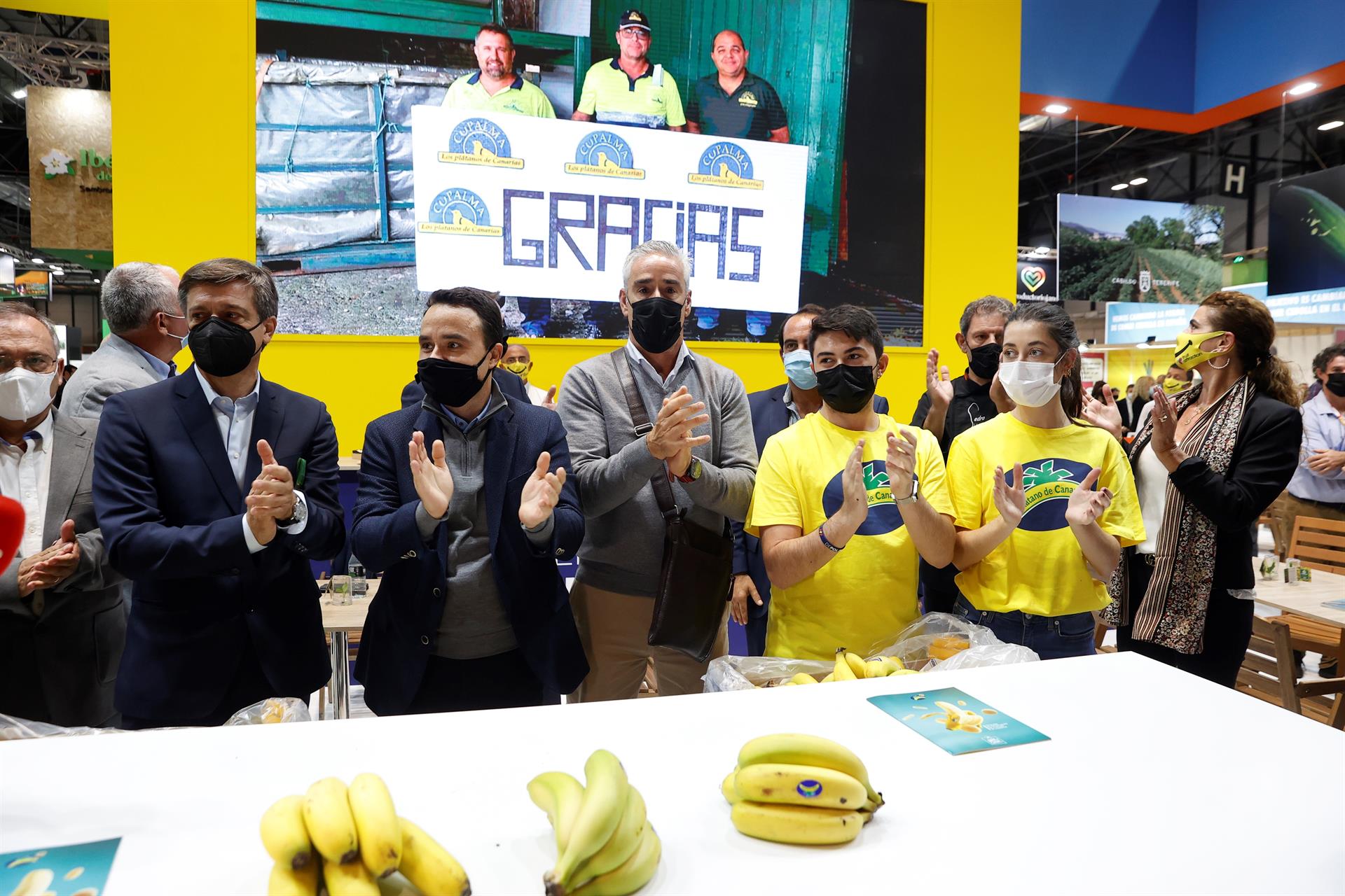 Aplauso solidario por los productores de plátano canario afectados por la erupción del volcán en La Palma. Efeagro/Chema Moya