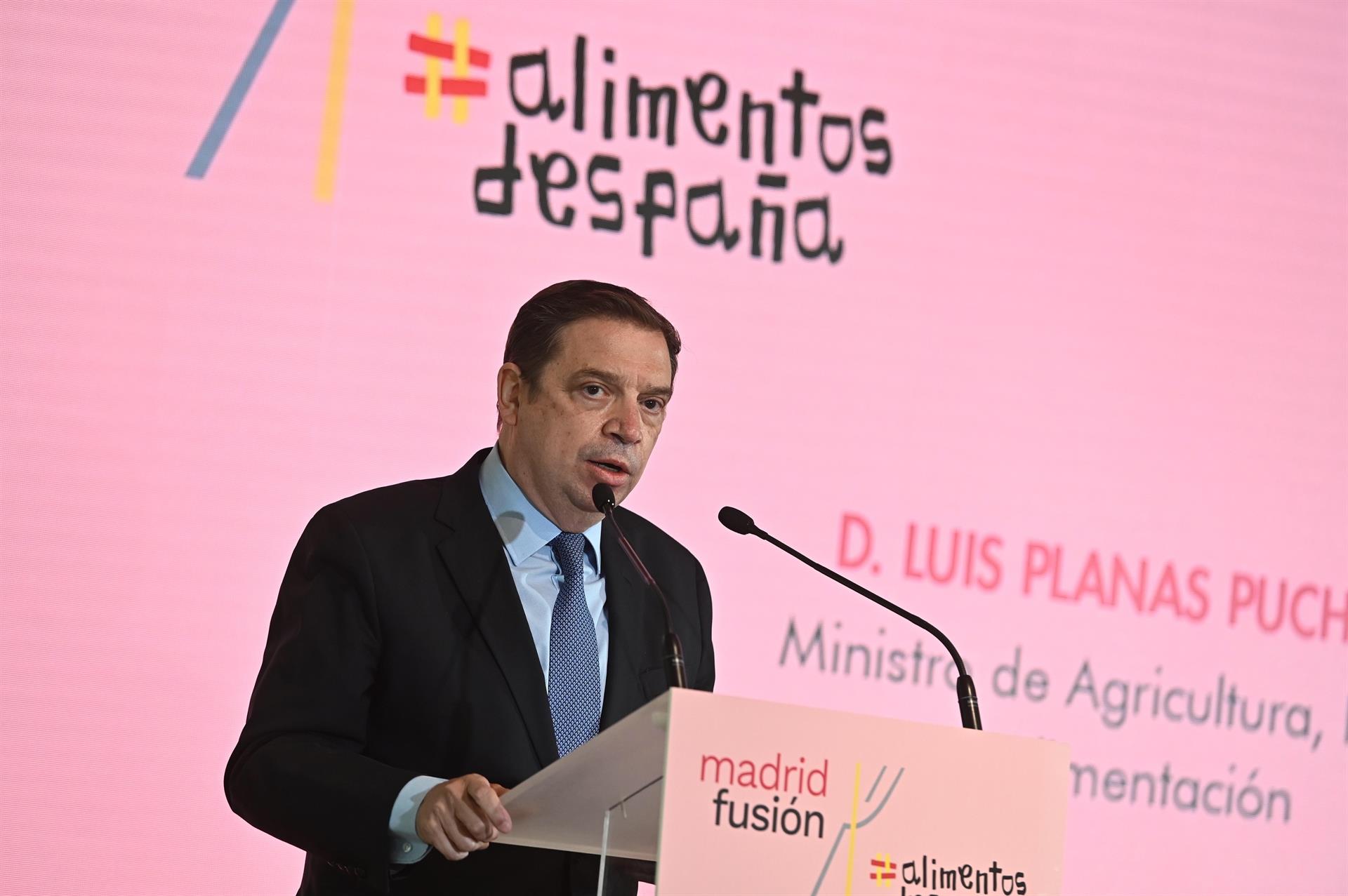 El ministro de Agricultura, Pesca y Alimentación, Luis Planas, en la presentación de Madrid Fusión. Efeagro/Fernando Villar