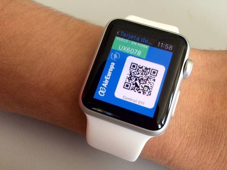 Air Europa en el smartwatch de Apple. Foto. Cedida por Air Europa