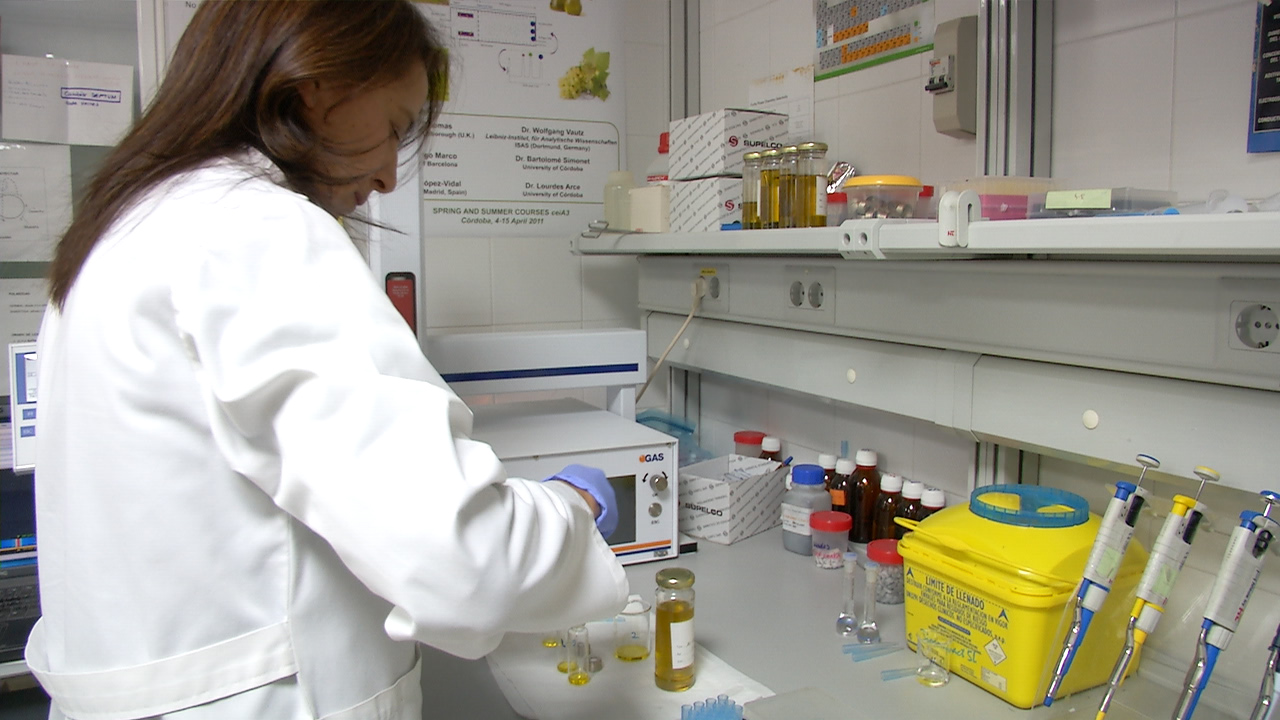 Una investigadora trabaja en laboratorio. Foto: Cedida por Aceites de Oliva de España