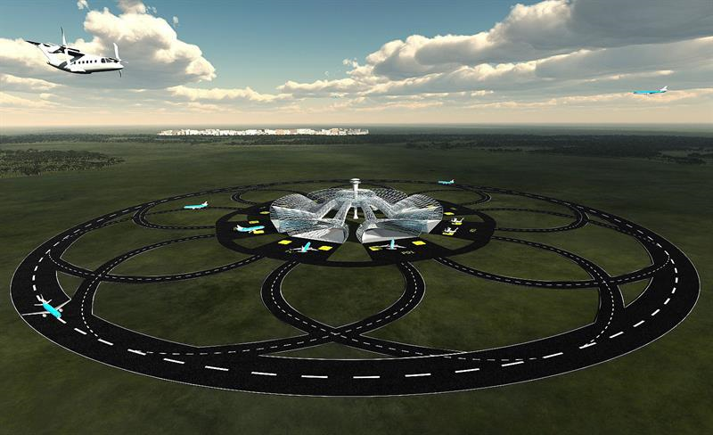 Imagen facilitada por el Centro Aeroespacial de Holanda del diseño virtual de "La pista sin fin". Foto: EFE