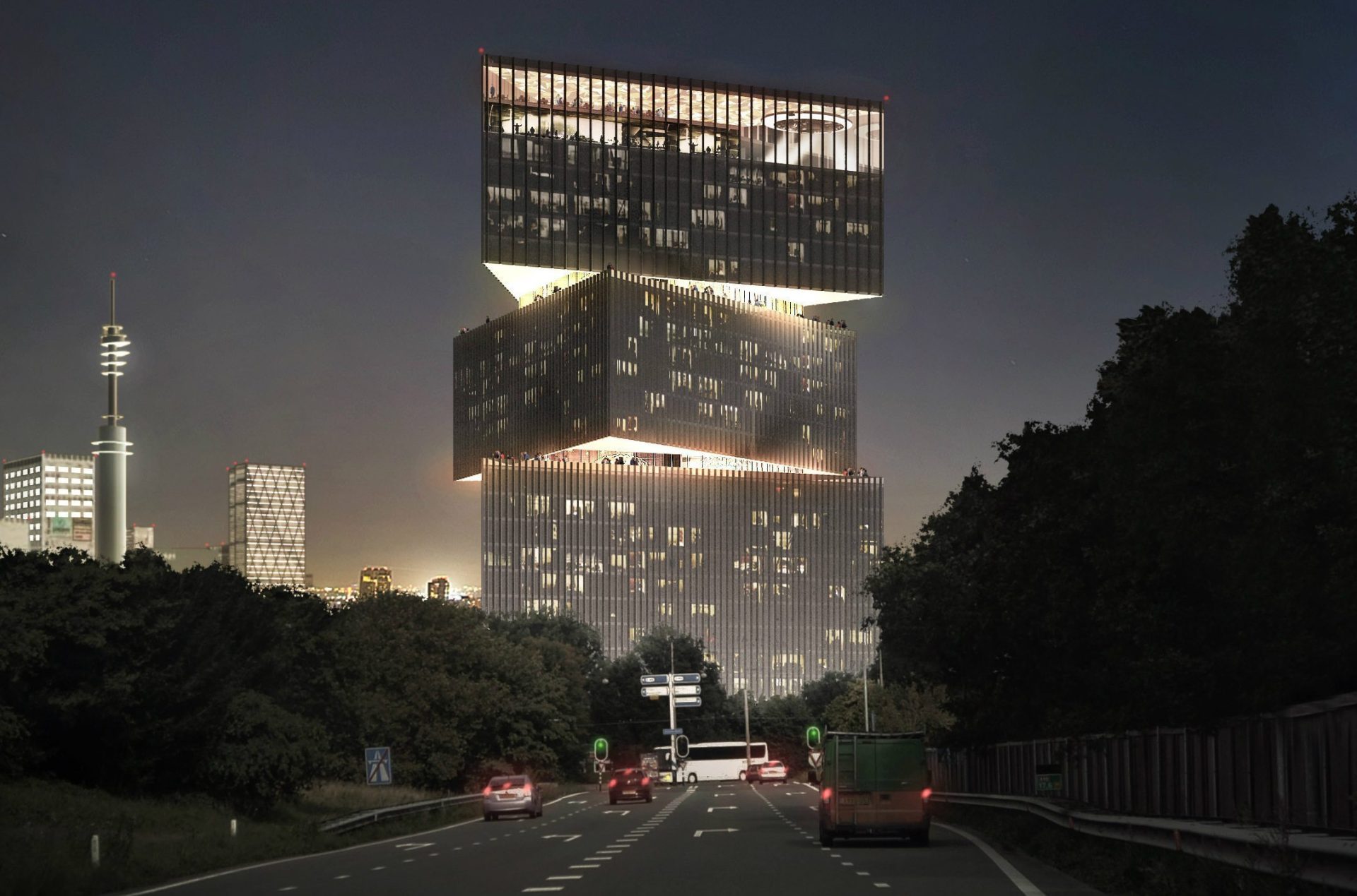 El edificio vanguardista que albergará el hotel nhow Ámsterdam RAI. Foto: OMA.