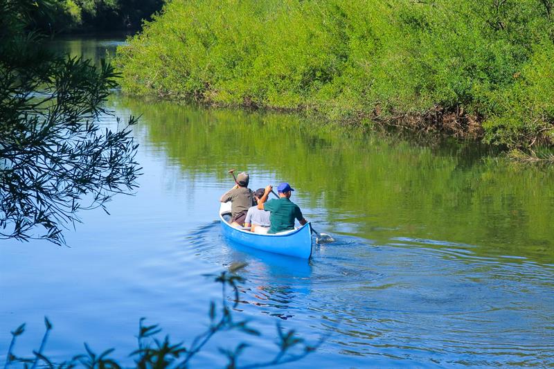 Turistas mientras navegan en el río Queguay, en el departamento de Paysandú (Uruguay). Foto: EFE/Javier Revetria