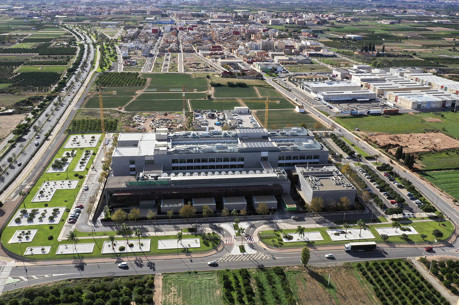 Vista aérea de las nuevas oficinas de Mercadona en Albalat dels Sorells (Valencia). Fotografía cedida por la compañía