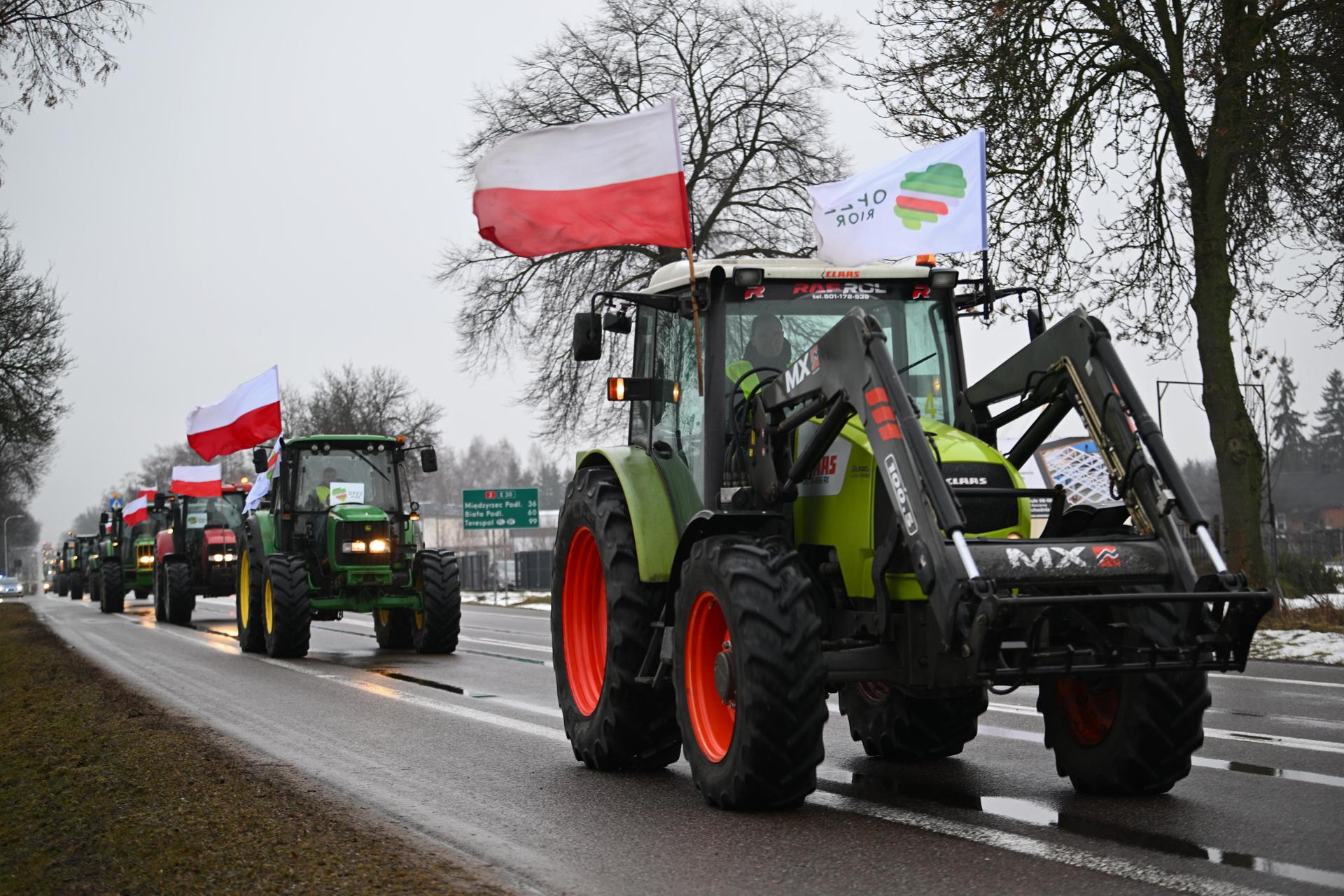 Agricultores polacos se manifiestan contra la política agraria de la UE en Zbuczyn (Polonia). Efeagro/EPA/Przemyslaw Piatkowski