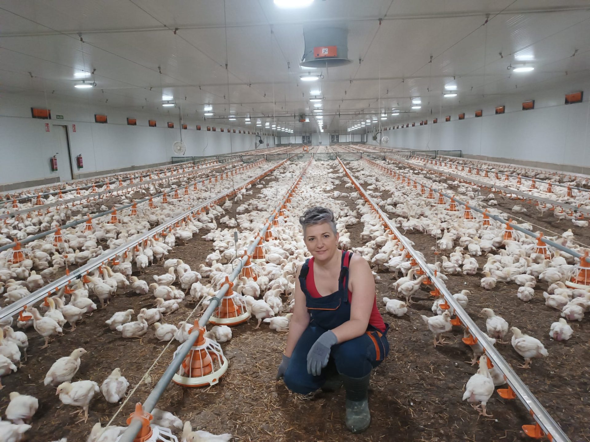 La productora Sonia Castro en su granja de pollos en León. EFE/Cedida por Sonia Castro